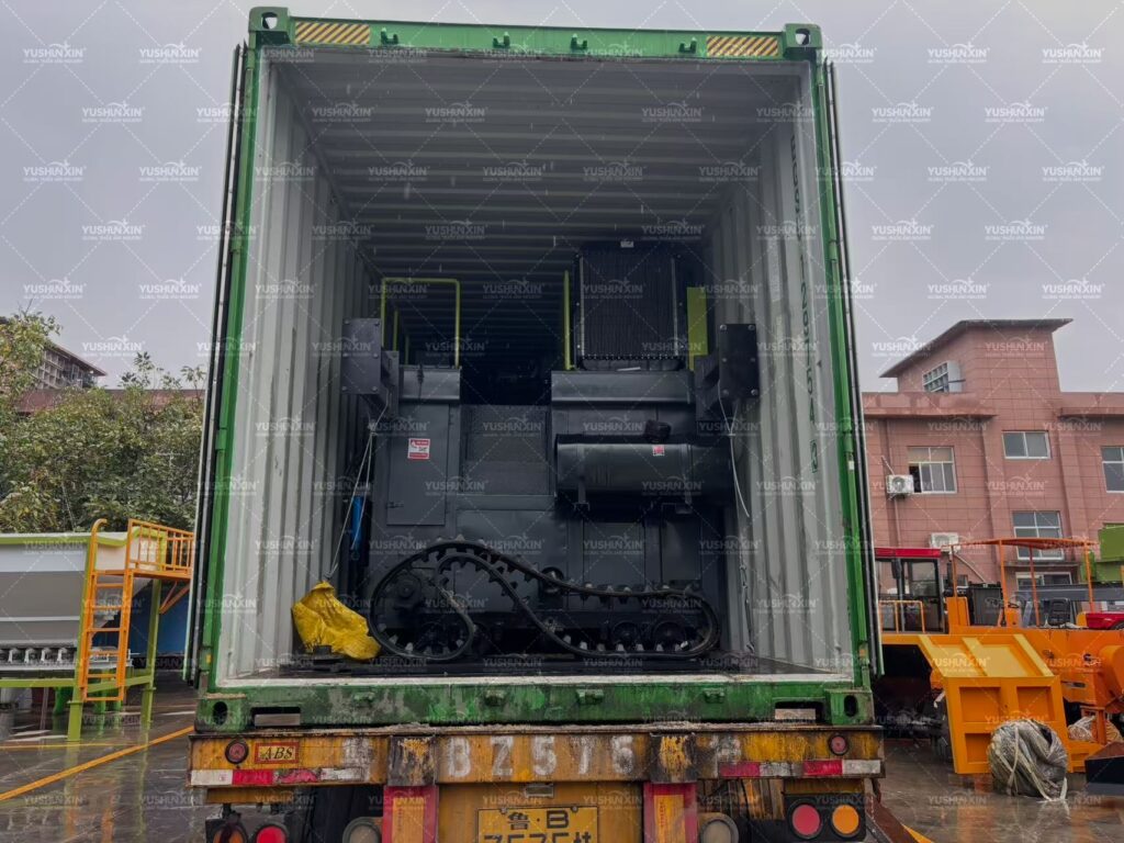 Organic fertilizer production equipment loaded on a truck at the Yushuxin factory for shipment to Thailand