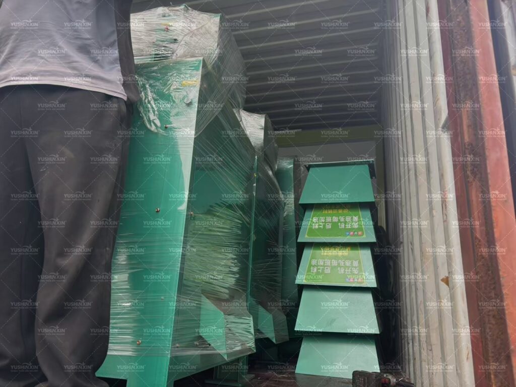 Fertilizer granulation equipment being loaded at the Yushuxin factory for shipment to Zambia